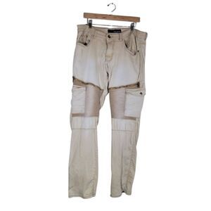 Rocawear Beige Zipper Khaki Men's Cargo Pants - 38 x 34
